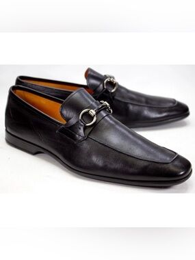 Magnanni Mens Size US 11M Neimen Marcus Diago 16482 Black Horsebit Loafers Shoes